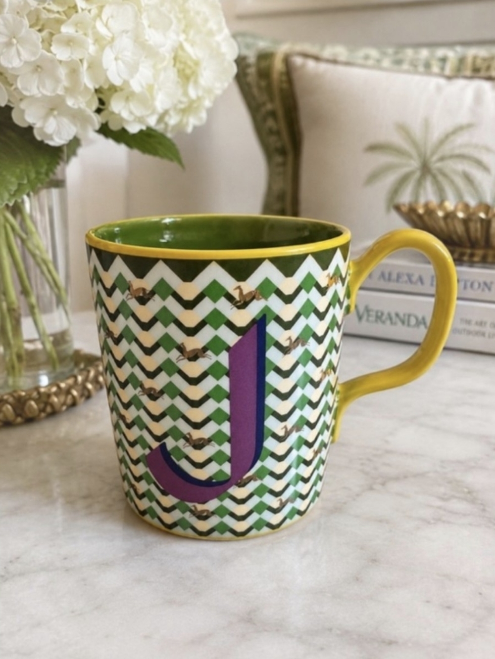 Anthropologie Parker Monogram J Ceramic Mug